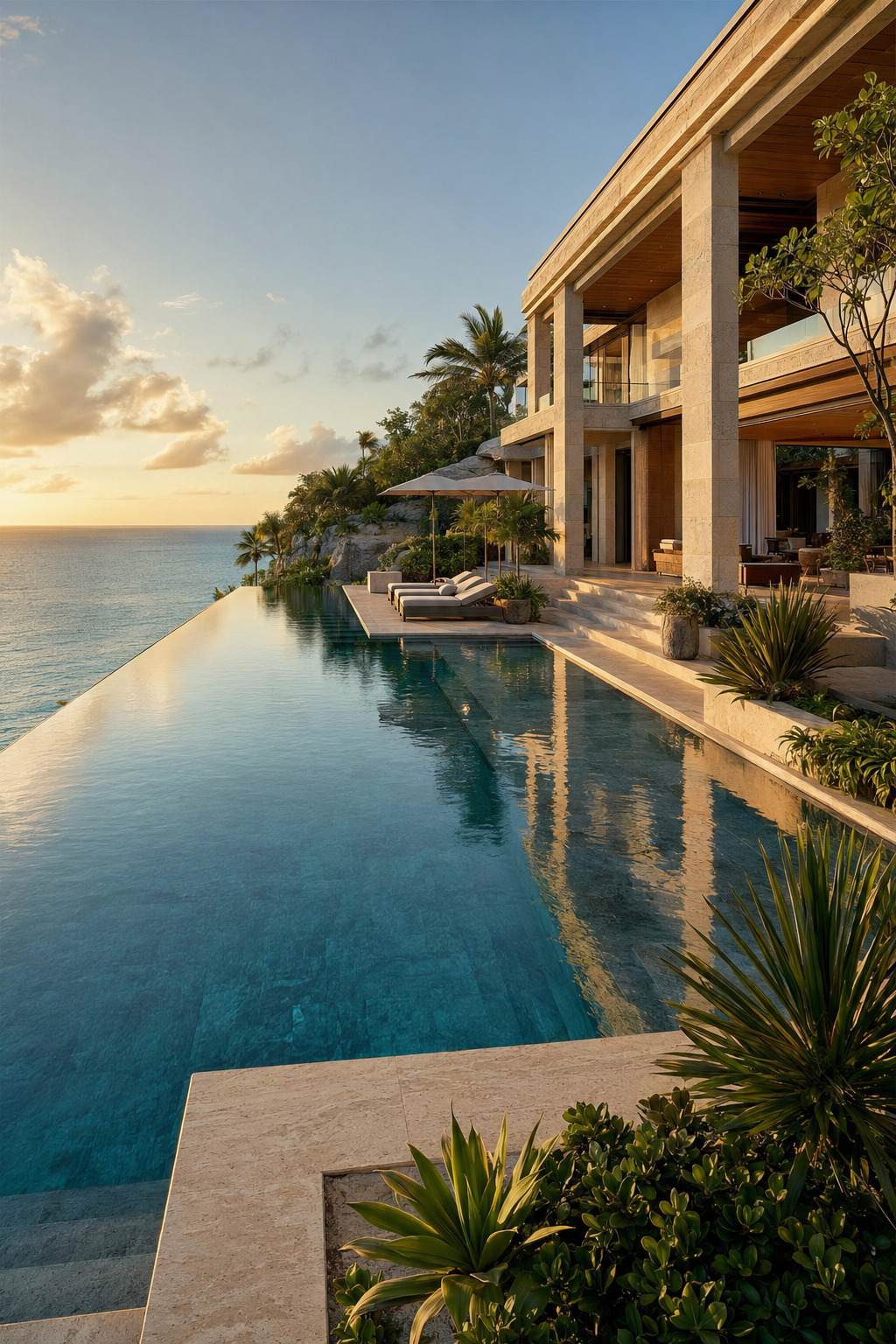 Villa privada frente al océano con piscina infinita